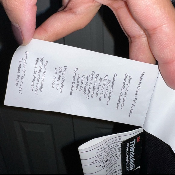 Danier Dark Green Coat with Fur Collar & Leather Sleeves - Picture 10 of 10